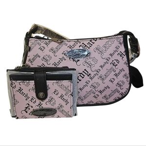 Ed Hardy Pink and Black Shoulder Bag Set